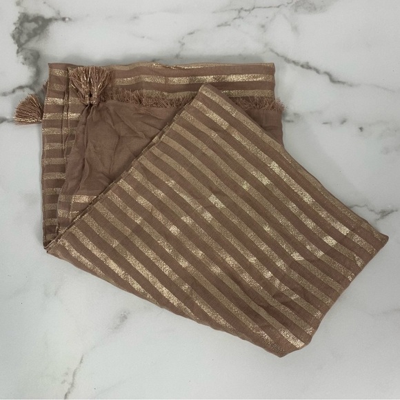 J. Jill Scarf Rose Gold Dust Stripes Tassels Wrap